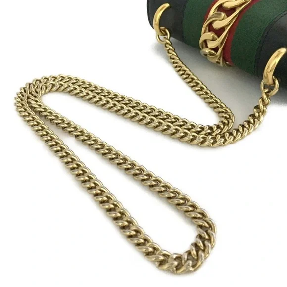 💃Authentic GUCCI Sylvie Mini Sherry Line Leather Chain Shoulder Bag Black - Picture 4 of 11